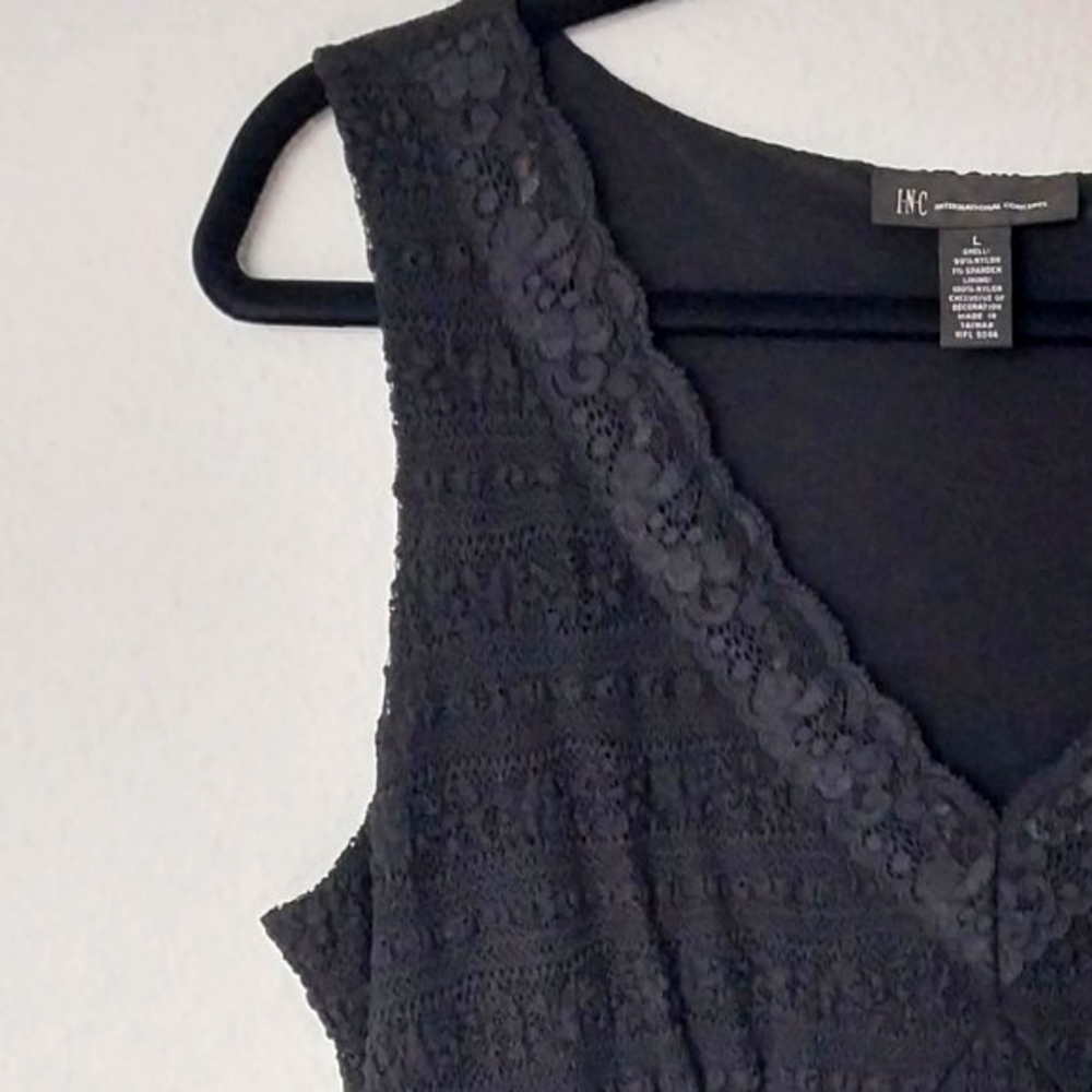 INC International Concepts Tiered Black Lace V-Neck Sleeveless Top NWOT - Picture 7 of 8